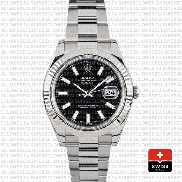 Rolex Datejust ΙΙ 41mm Oyster Bracelet Black Dial Swiss Replica