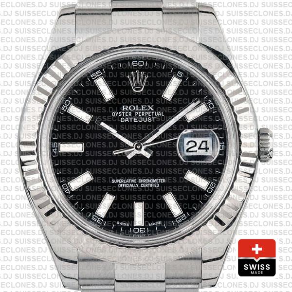 Rolex Datejust ΙΙ 41mm Oyster Bracelet Black Dial Swiss Replica