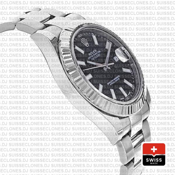 Rolex Datejust Ii Steel White Gold Black 41mm 116334 Swiss Replica