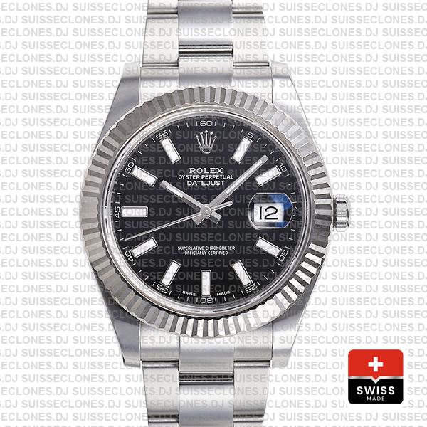Rolex Datejust ΙΙ 41mm Oyster Bracelet Black Dial Swiss Replica