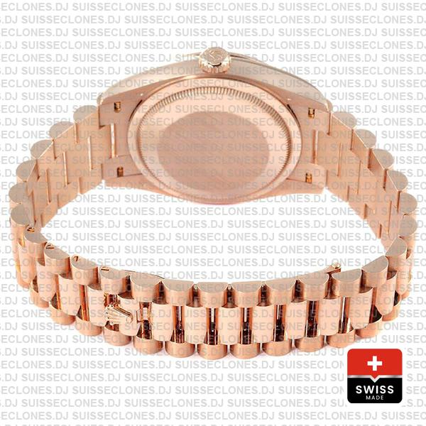 Rolex Day-date 36mm 18k Rose Gold 904l Steel White Mop Diamond Dial Fluted Bezel Ref.128235 Swiss Replica Superclone Watch