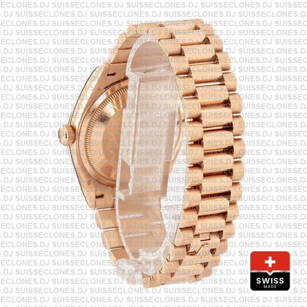Rolex Day-date 36mm 18k Rose Gold 904l Steel White Mop Diamond Dial Fluted Bezel Ref.128235 Swiss Replica Superclone Watch