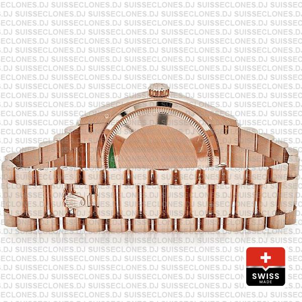 Rolex Day-date 36mm 18k Rose Gold 904l Steel White Mop Diamond Dial Fluted Bezel Ref.128235 Swiss Replica Superclone Watch