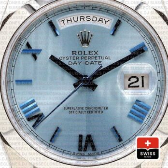 Rolex Day-date 40 Platinum Ice Blue Quadrant Motif Roman Ref.228206 Swiss Replica Superclone Watch