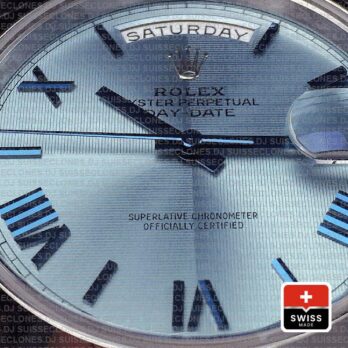 Rolex Day-date 40 Platinum Ice Blue Quadrant Motif Roman Ref.228206 Swiss Replica Superclone Watch