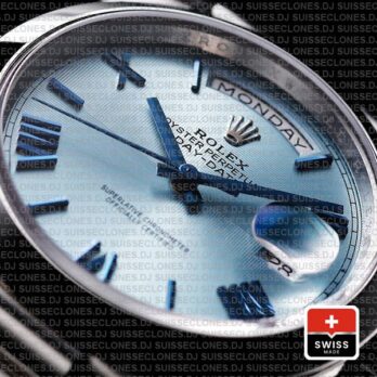Rolex Day-date 40 Platinum Ice Blue Quadrant Motif Roman Ref.228206 Swiss Replica Superclone Watch