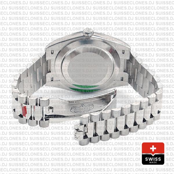 Rolex Day-date 40 Solid 904l Steel 18k White Gold Blue Dial Roman Markers Fluted Bezel 40mm 228239 Swiss Replica Watch