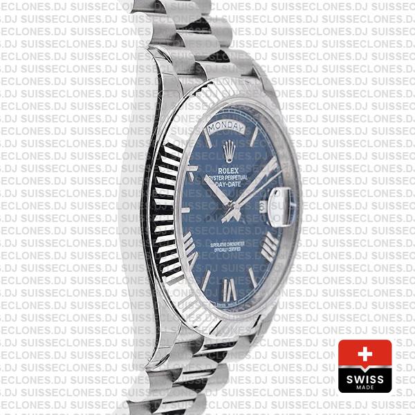 Rolex Day Date 40 White Gold Blue Roman 40mm 228239 Swiss Replica