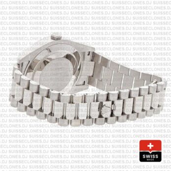 Rolex Day-date Ii 41mm 18k White Gold 904l Steel White Roman Dial Fluted Bezel Ref.218239 Swiss Replica Superclone Watch
