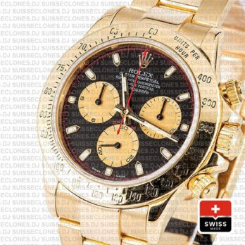 Rolex Daytona Gold Black Dial 40mm Rolex Replica Watch