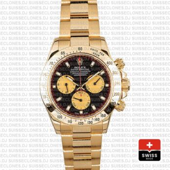 Rolex Daytona 18k Yellow Gold Black Dial with Gold Subdials Oyster Bracelet