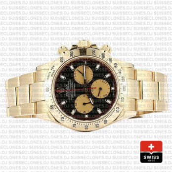 Rolex Daytona 18k Yellow Gold Black Dial with Gold Subdials, Oyster Bracelet Fixed Bezel