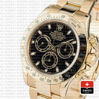 Rolex Daytona 18k Yellow Gold, 904L Stainless Steel Black Dial