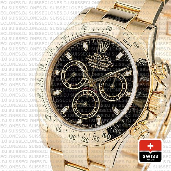 Rolex Daytona 18k Yellow Gold, 904L Stainless Steel Black Dial