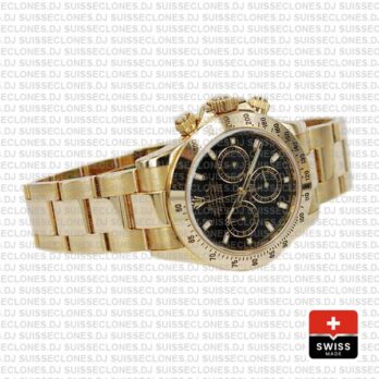 Rolex Daytona Yellow Gold Black Dial 40mm Swiss Replica Watch