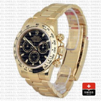 Rolex Cosmograph Daytona 116528 Gold Black Swiss Replica