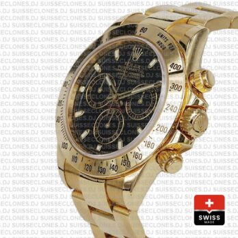 Rolex Daytona 18k Yellow Gold, 904L Stainless Steel Black Dial Watch