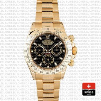 Rolex Cosmograph Daytona 116528 Gold Black Swiss Replica