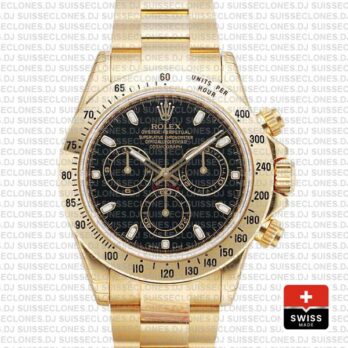 Rolex Daytona Yellow Gold Black Dial 40mm | Swiss Replica