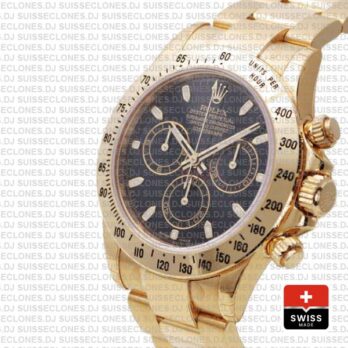 Rolex Cosmograph Daytona 116528 Gold Black Swiss Replica