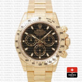 Rolex Daytona Yellow Gold Black Dial 40mm | Swiss Replica