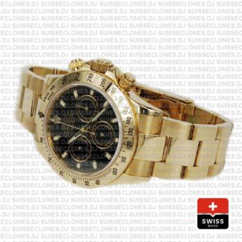 Rolex Daytona Yellow Gold Black Dial 40mm Swiss Replica