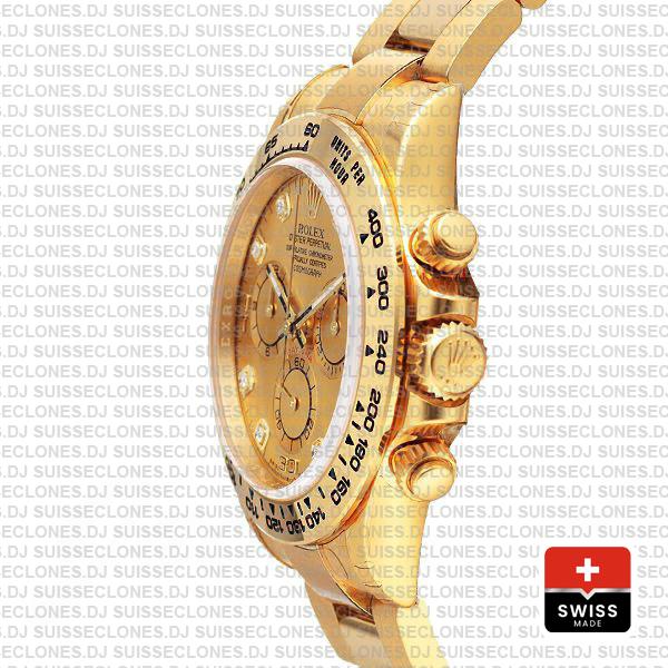 Rolex Daytona Diamond Gold Dial 18k Yellow Gold Replica
