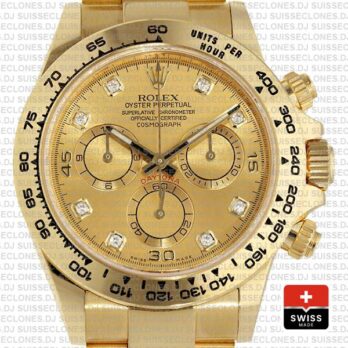 Rolex Daytona Diamond Gold Dial 18k Yellow Gold Replica Watch