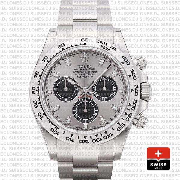 Rolex Daytona 18k White Gold Steel Dial 40mm | Rolex Replica