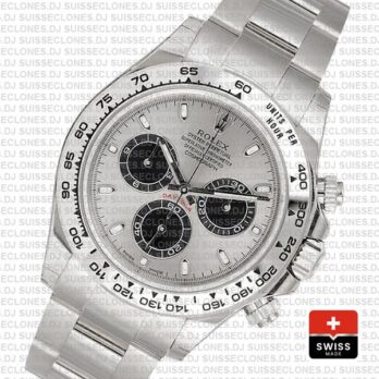 Rolex Daytona 18k White Gold Steel Dial 40mm Rolex Replica