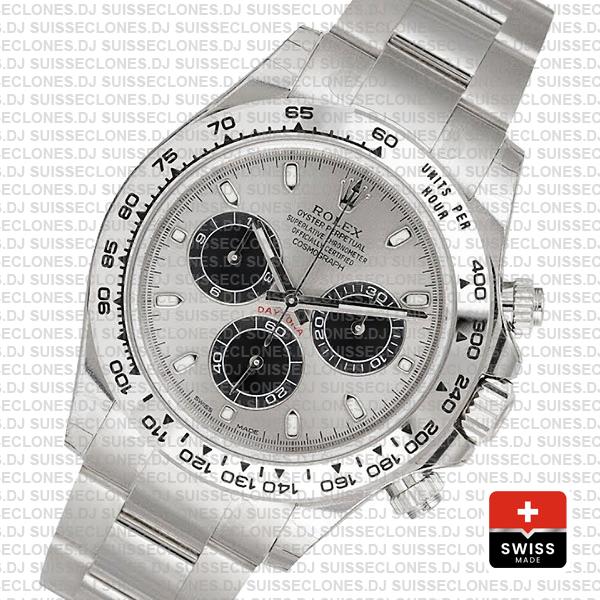 Rolex Daytona 18k White Gold Steel Dial 40mm Rolex Replica