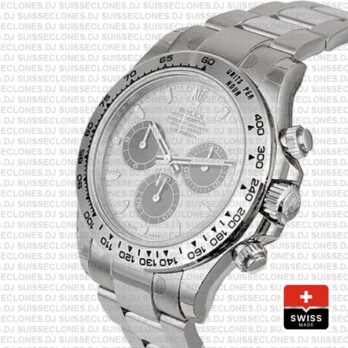 Rolex Daytona 18k White Gold Steel Dial 40mm Rolex Replica Watch
