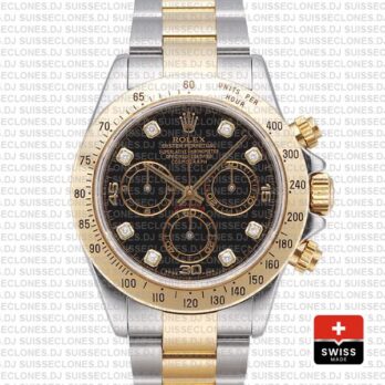 Rolex Daytona Black Diamond Dial Two-Tone | Replica Watch