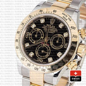 Rolex Daytona Black Diamond Dial Two-Tone Replica Watch