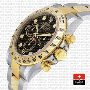 Rolex Daytona Black Diamond Dial Two-Tone Swiss Replica Watch