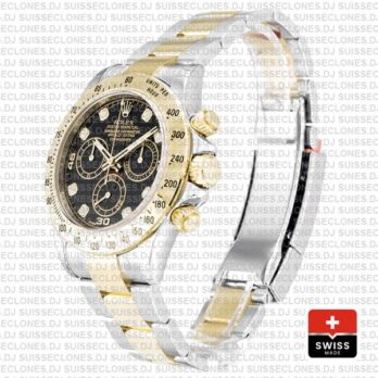 Rolex Cosmograph Daytona 18k Yellow Gold 904L Stainless Steel Two-Tone Black Diamond Dial