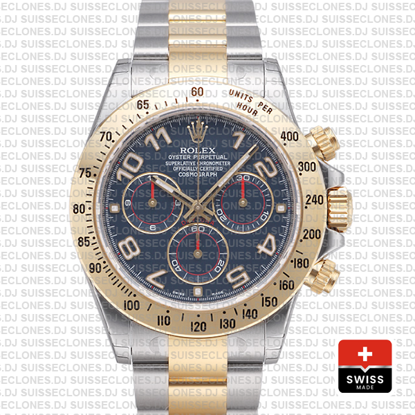 Rolex Daytona Two-Tone Blue Arabic Dial | Yellow Gold Replica