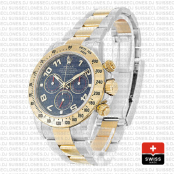Rolex Daytona Two-Tone Blue Arabic Dial Yellow Gold Replica Watch