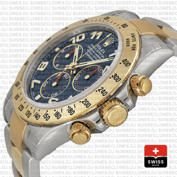 Rolex Daytona Two-Tone Blue Arabic Dial Yellow Gold Swiss Replica Watch