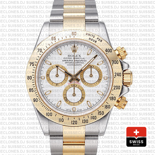 Rolex Daytona Two-Tone 18k Yellow Gold White Dial Replica