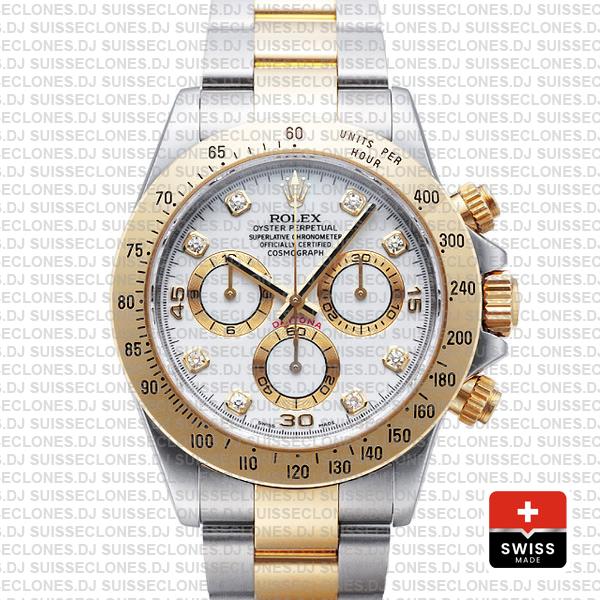 Rolex Daytona Two-Tone Yellow Gold White Diamond Dial Watch