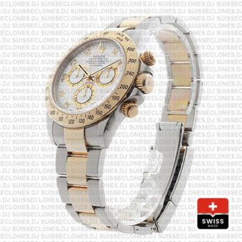 Rolex Daytona Two-Tone Yellow Gold White Diamond Dial Replica Watch