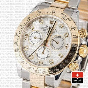 Rolex Daytona Two-Tone Yellow Gold White Diamond Dial Swiss Replica Watch