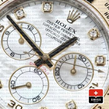 Rolex Cosmograph Daytona Two-Tone Gold 904L Steel White Mop Diamond Dial Replica