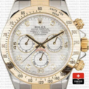 Rolex Cosmograph Daytona Two-Tone Gold 904L Steel White Mop Diamond Dial Rolex Replica Watch
