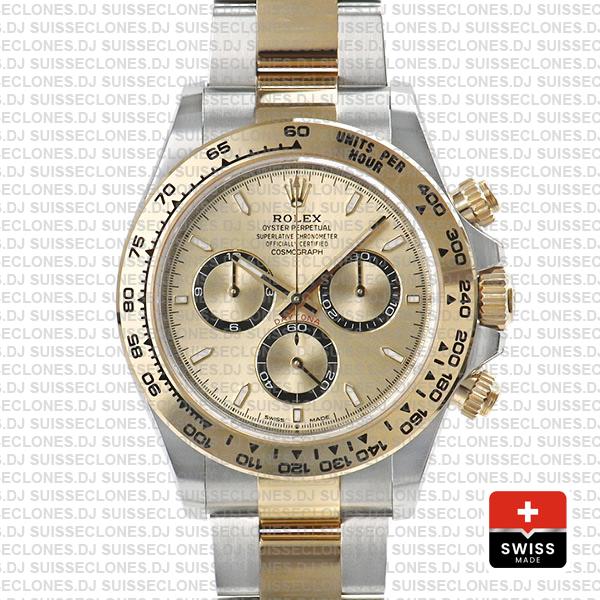 Rolex Cosmograph Daytona 2-tone 18k Yellow Gold/904l Steel Ref.126503 Gold Dial Stick Markers 40mm Cal.4131 Swiss Replica Super Clone