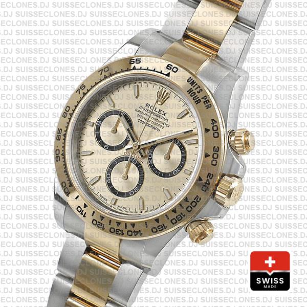 Rolex Cosmograph Daytona 2-tone 18k Yellow Gold/904l Steel Ref.126503 Gold Dial Stick Markers 40mm Cal.4131 Swiss Replica Super Clone