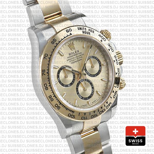 Rolex Cosmograph Daytona 2-tone 18k Yellow Gold/904l Steel Ref.126503 Gold Dial Stick Markers 40mm Cal.4131 Swiss Replica Super Clone