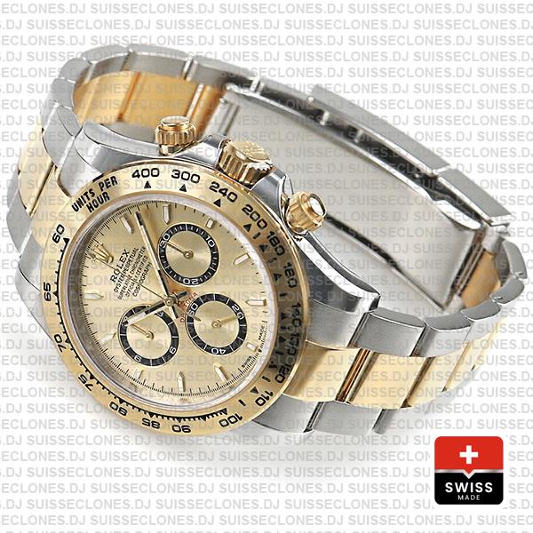 Rolex Cosmograph Daytona 2-tone 18k Yellow Gold/904l Steel Ref.126503 Gold Dial Stick Markers 40mm Cal.4131 Swiss Replica Super Clone