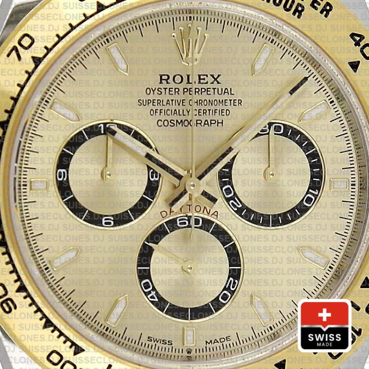 Rolex Cosmograph Daytona 2-tone 18k Yellow Gold/904l Steel Ref.126503 Gold Dial Stick Markers 40mm Cal.4131 Swiss Replica Super Clone